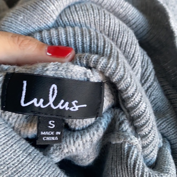 Lulu's Tea Reader Light Grey Sweater Dress Small - Picture 8 of 9